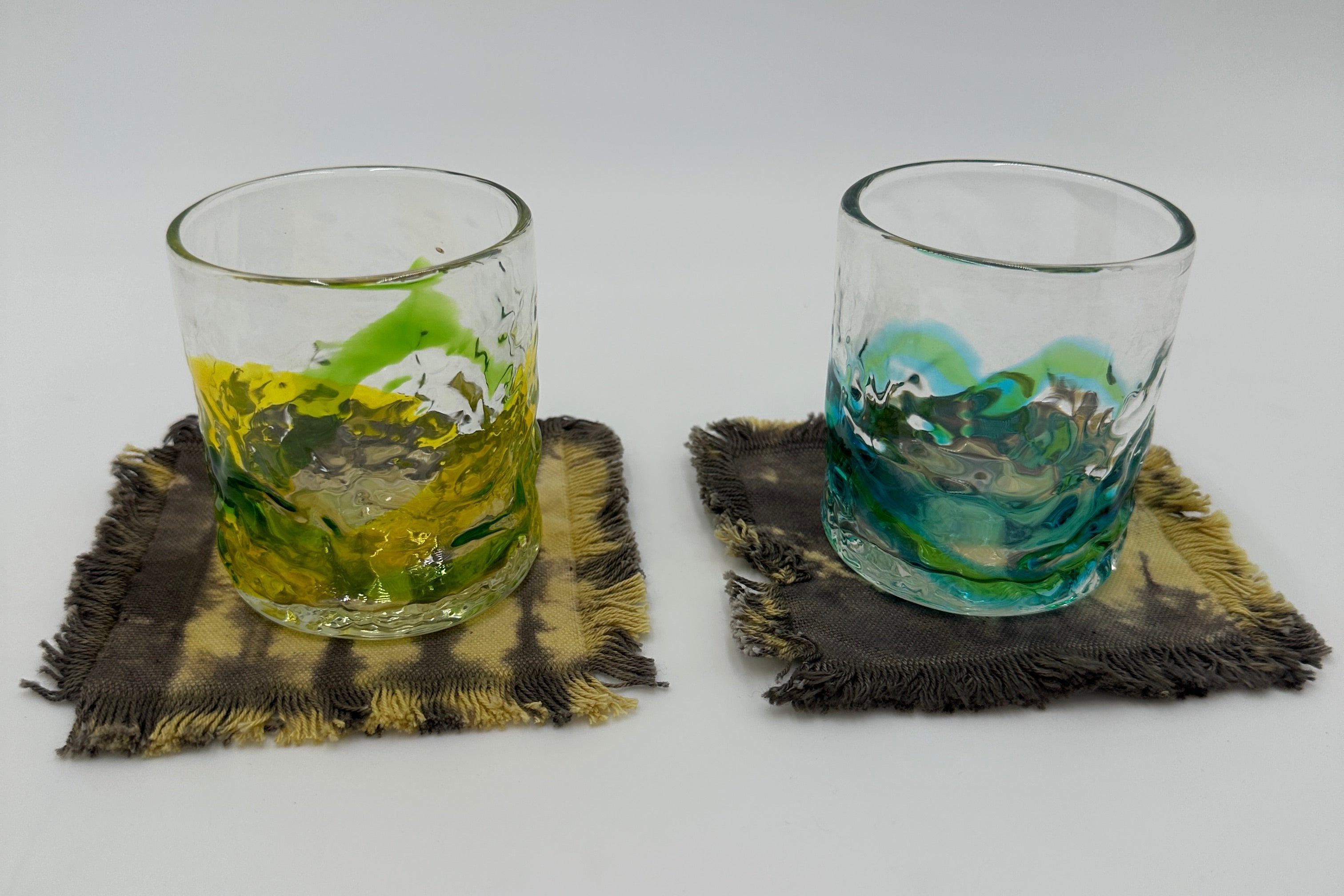 【福木染め】コースター 柄あり 2枚組