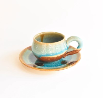 【空港受取商品】やちむん Almare Cafeカップ&ソーサーセット|ARTIGIANO