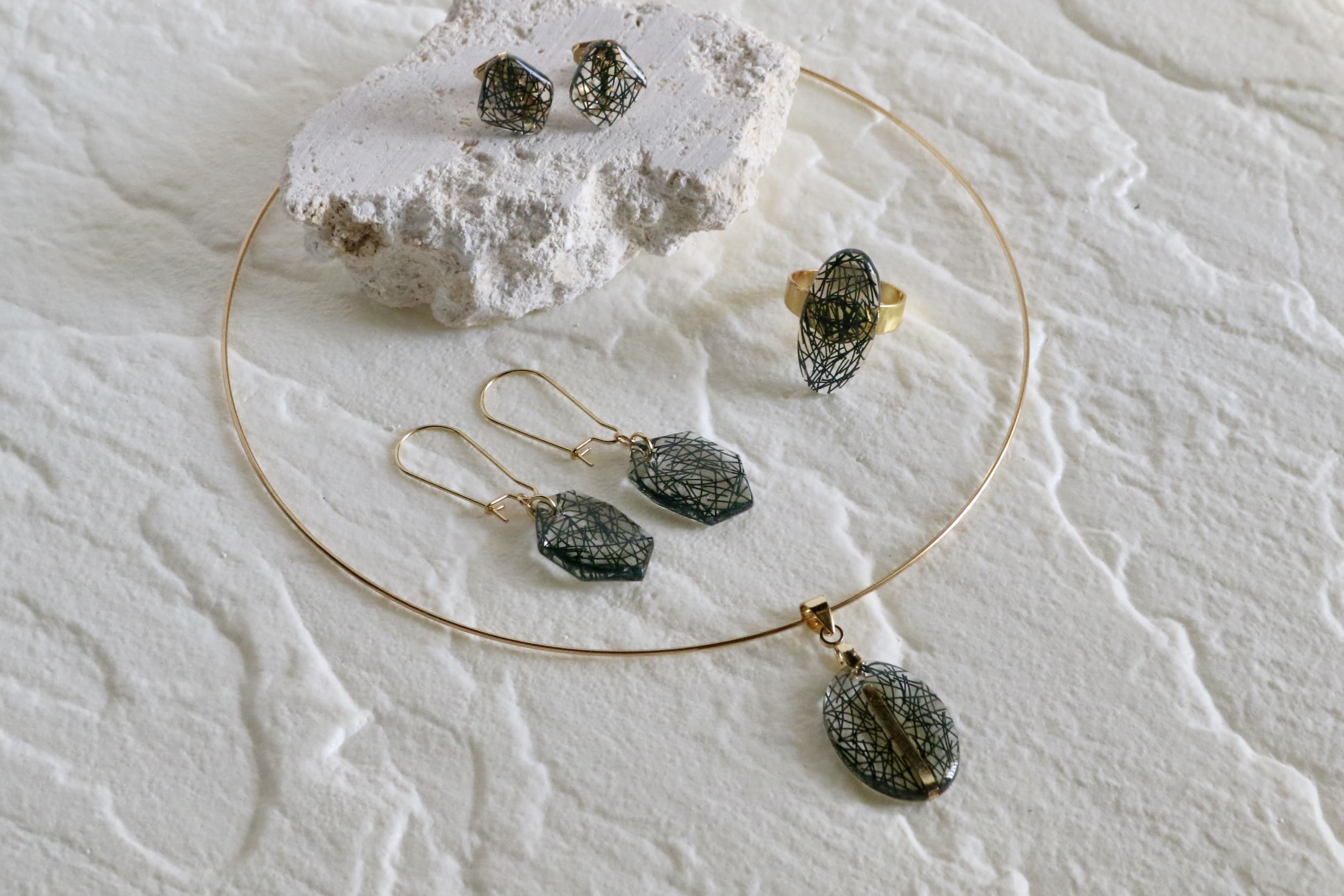 沖縄の海が生んだ新しい輝き|フィッシュネットデザイン (ピアス/イヤリング/チョーカー/リング)|jiyukimama