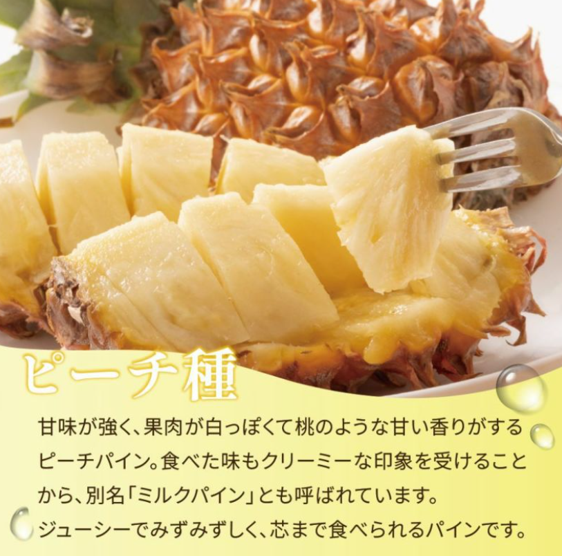 <数量限定・送料込・配送日指定対応不可>桃のようにとろける、芯まで甘い石垣島の宝石・石垣島産パイナップル・ピーチ種 約1kg(1~2玉) 〈常温〉|やえやまファーム