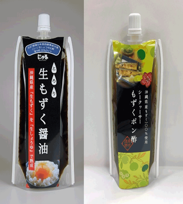 もずくを使った調味料セット【生もずく醤油・シークヮーサーもずくポン酢】|勝連漁業協同組合