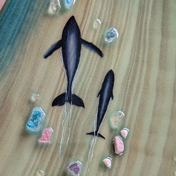 『SYOUTA OceanArt 』海レジンアート:沖縄のちゅら海を持ち帰ったような、海の琉球松♪(琉球ガラス入り)