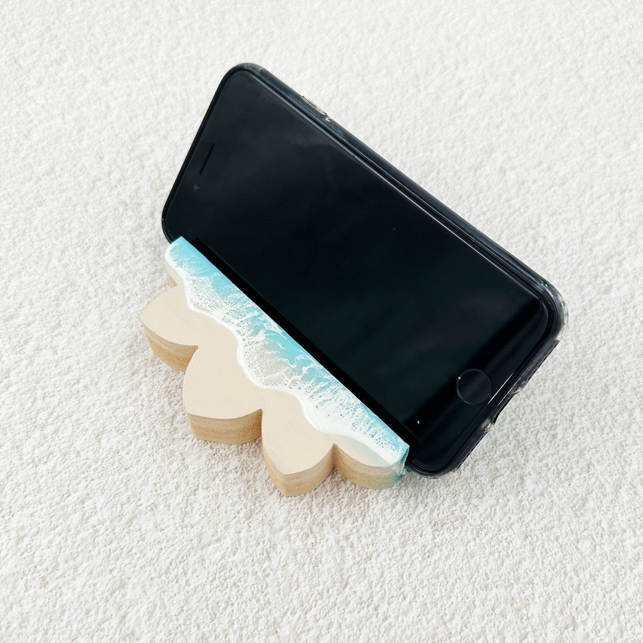 『SYOUTA OceanArt 』海レジンアート:沖縄のちゅら海を持ち帰ったような、海のスマホ立て シーサースタンド♪