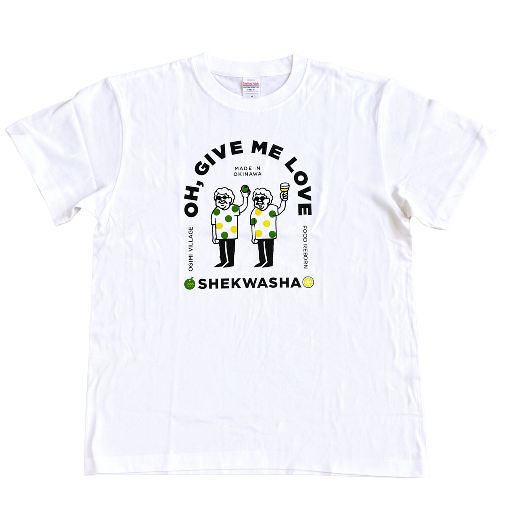 OH,GIVE ME LOVE（大宜味LOVE）Tシャツ(白)｜フードリボン おきなわ