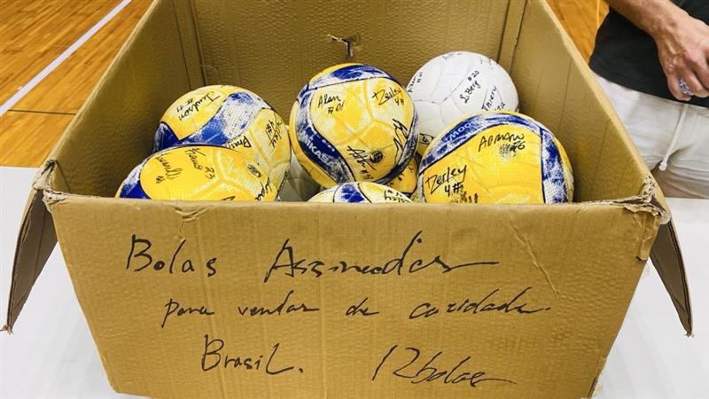 【世界バレーブラジル代表チーム】バレーボールファン必見！ブラジル代表選手直筆サイン入り公式練習球＜送料込み＞｜フランス対ブラジル　バレーボール親善試合
