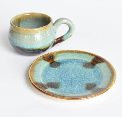 【空港受取商品】やちむん Almare Cafeカップ&ソーサーセット｜ARTIGIANO