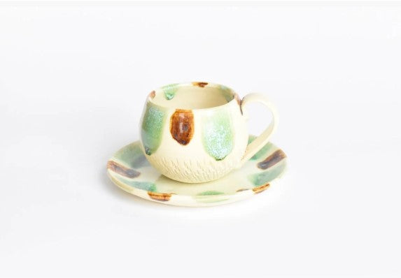 【空港受取商品】やちむん erba Cafeカップ&ソーサーセット｜ARTIGIANO